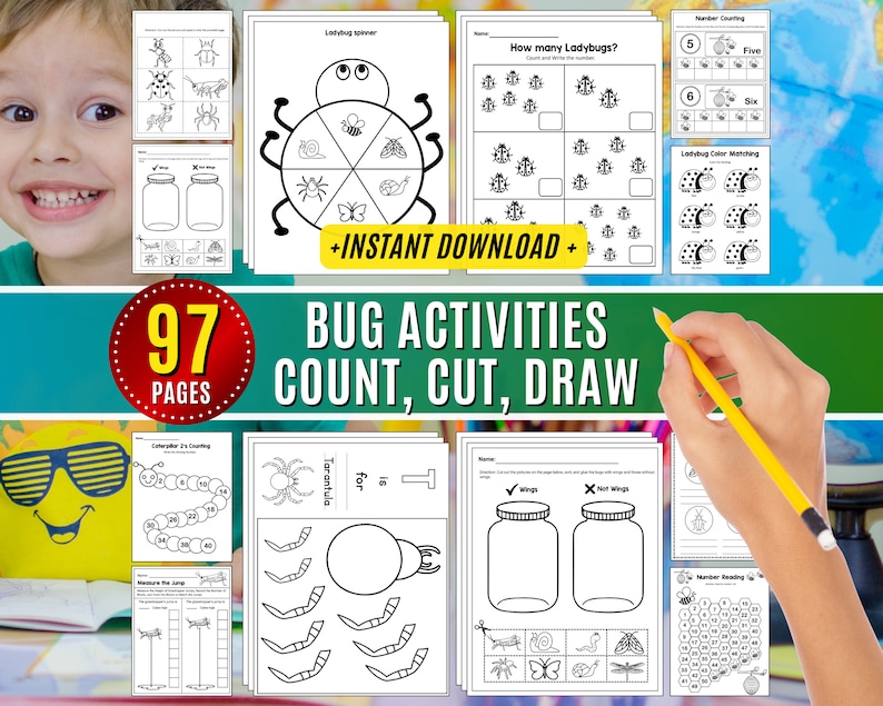 Bug Activities Sheet Pages Printable Learning Preschool Crafts Insect ...