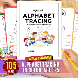 Tracing Alphabet Worksheets Letter Learning Abc Traceable Sheets, Printable Letter Guide Preschool Alphabet  Uppercase and Lowercase