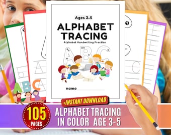 Tracing Alphabet Worksheets Letter Learning Abc Traceable Sheets, Printable Letter Guide Preschool Alphabet  Uppercase and Lowercase
