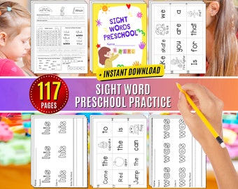 Dolch Sight Words Worksheets High Frequency Science of Reading Preschool and Kindergarten Fry Sight Printable Learning Activity Handwriting