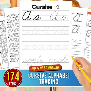 Alphabet Letters Cursive Tracing Letter Writing Sheets Handwriting ABC Learning to Write Worksheets Lettering Workbook A to Z for Kids