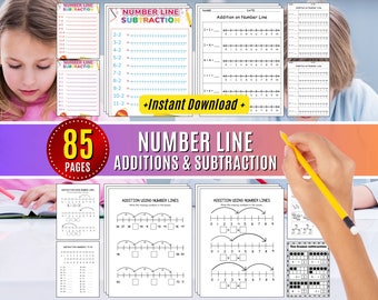 Number Line Addition & Subtraction Worksheets: Math Activities (Digital Download)