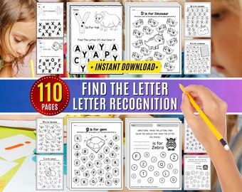 Find the Letter Alphabet ABC Letter Search Worksheet Activity, Lowercase Letter Recognition Practice for Kids Word Learning Preschool