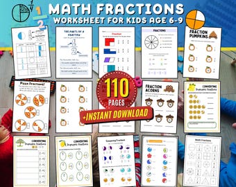 Math Fractions Worksheet: Learning Activity, 3rd-4th Grade Printable Homeschool (PDF Download)