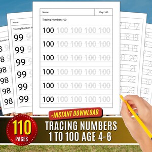 Number Tracing Worksheet Pdf 1 100 Learning Number To 20 Trace Practice to 100 Fine Motor Skills Number Recognition Activity for Kids