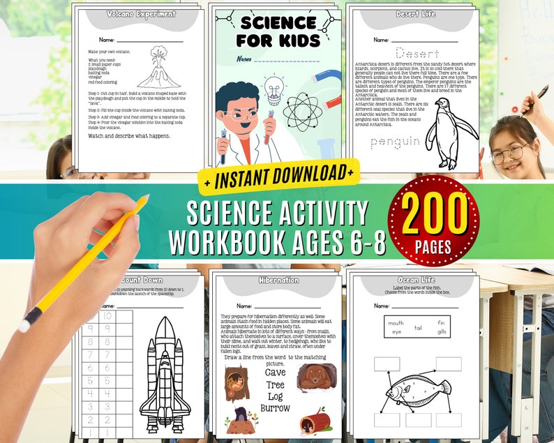 Science Worksheets Activity Workbook Elementary Learning Printable Activity Sheets for Kids Learning Homeschool Printable 3rd grade