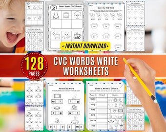 Cvc Words Worksheets Phonics, Sight Word Printable Learning CVC Spelling Activity Reading, Word Handwriting Teacher Resources First grade