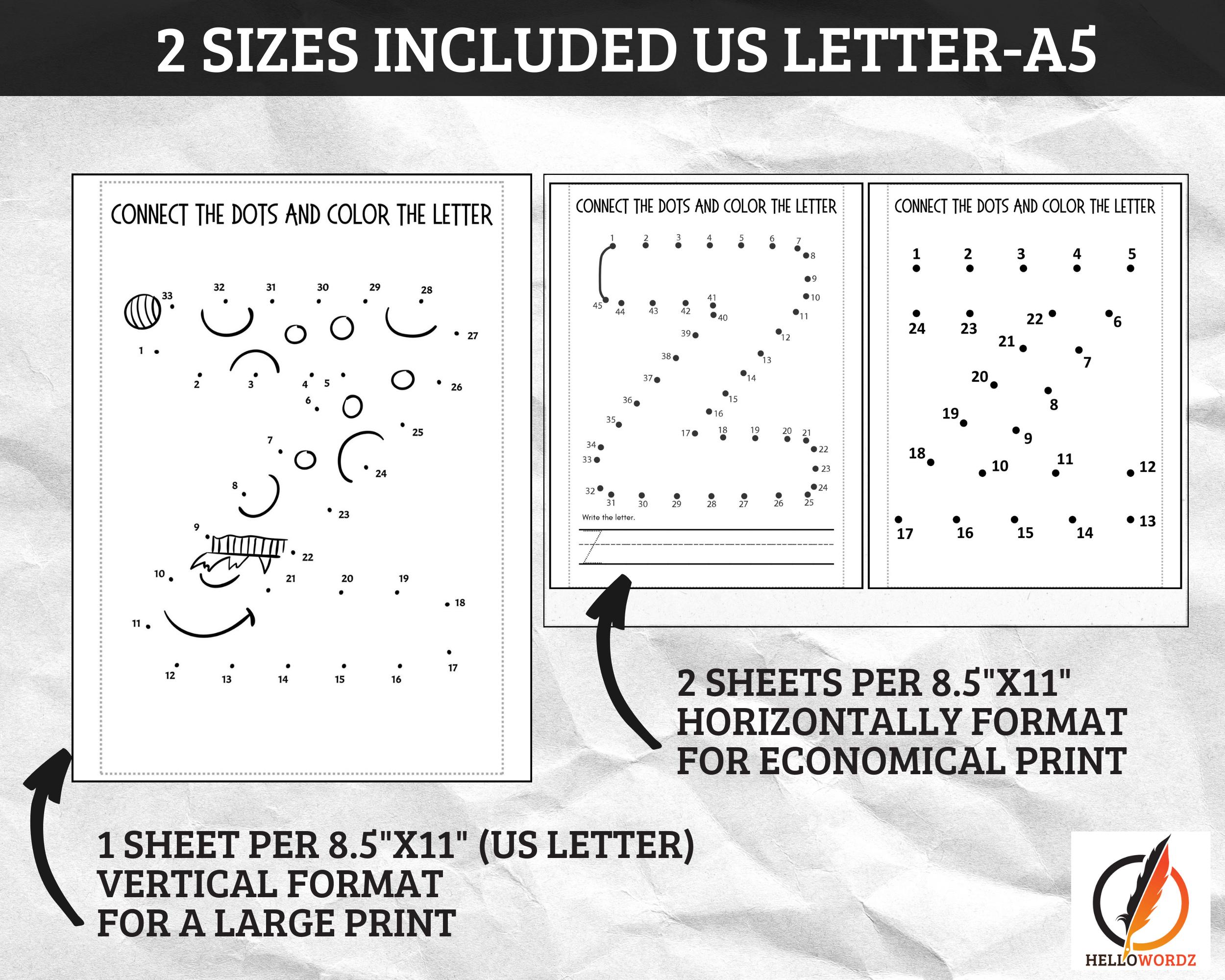 Alphabet Dot to Dot for Kids Worksheet Printable Connect the Dots ABC ...