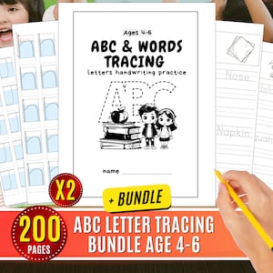 Paquete de hojas de trabajo para trazar letras, conjunto de actividades para practicar la escritura del alfabeto trazable, reconocimiento de letras para preescolar, letra de la semana