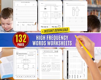 Fry Sight Words Worksheets: Kindergarten Spelling & Reading (Digital Download)