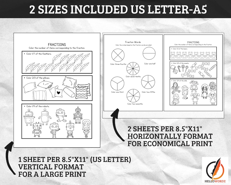 Math Fractions Worksheet: Learning Activity, 3rd-4th Grade Printable ...
