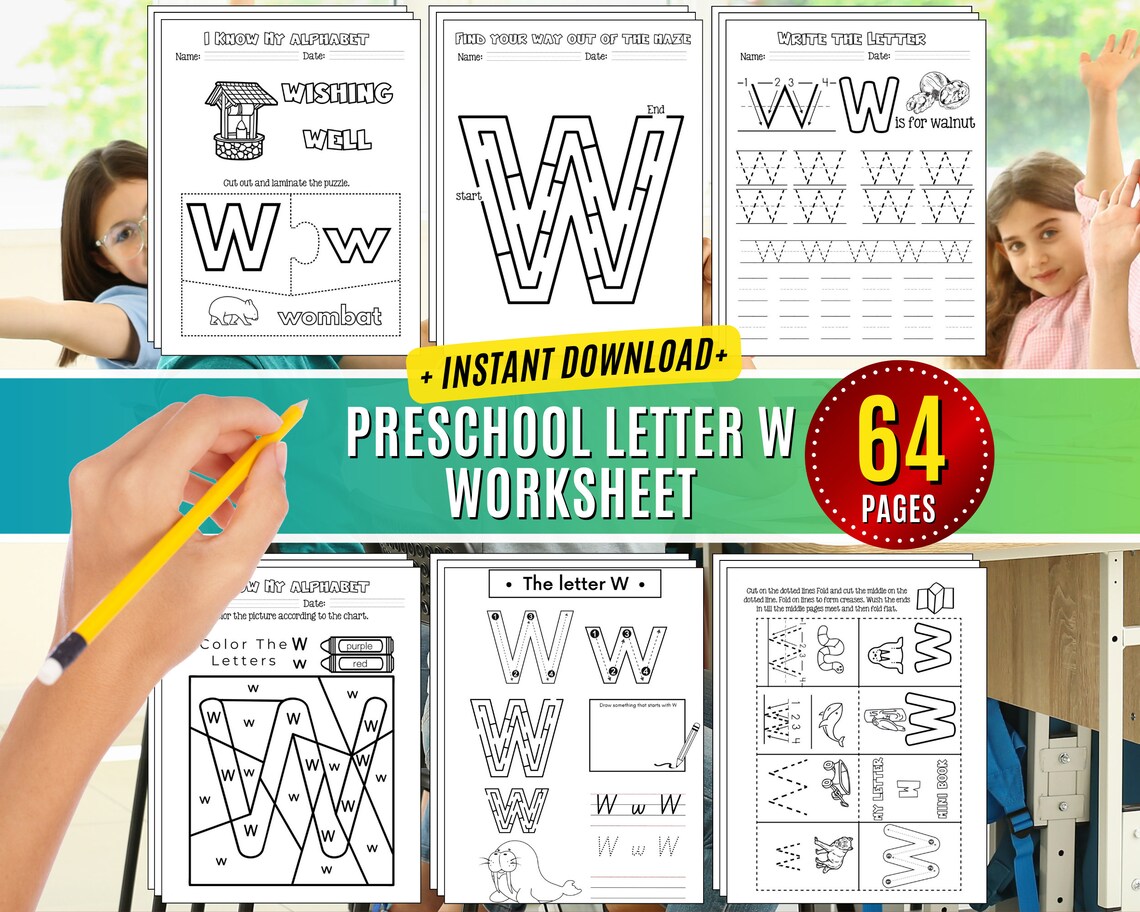 W/learning Notebook Preschool Letter W Worksheet Letters of Week Pre-k Activity Tracing ...