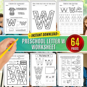 Hoja de trabajo de la letra W para preescolar Letras de la semana Actividad de prekínder Manualidades de rastreo Reconocimiento de letras mayúsculas W minúscula Aprende a escribir Pdf