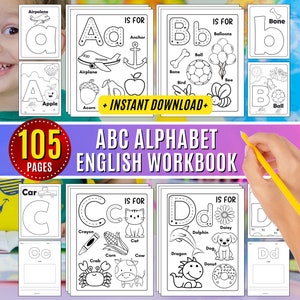 Hoja de trabajo del alfabeto ABC Libro de letras en inglés, Aprendizaje del alfabeto trazable Práctica de reconocimiento de letras para que los niños escriban Trazable imprimible