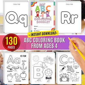 Páginas para colorear del alfabeto, hojas de trabajo para colorear, hojas de trabajo con letras del alfabeto, práctica de reconocimiento de letras para aprender a trazar el alfabeto