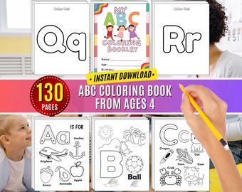 ABC Coloring Book: 130 Pages Alphabet Worksheets (Digital Download)