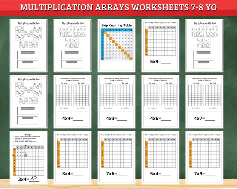 Multiplication Arrays Worksheets as Repeated Addition Coloring ...