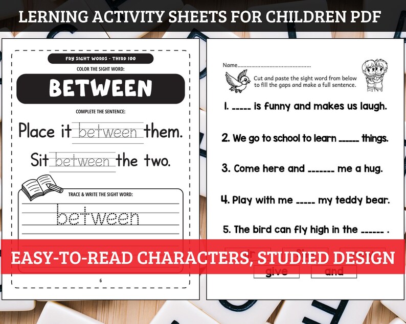 100 Fry Sight Words Worksheets High Frequency Kindergarten CVC ...