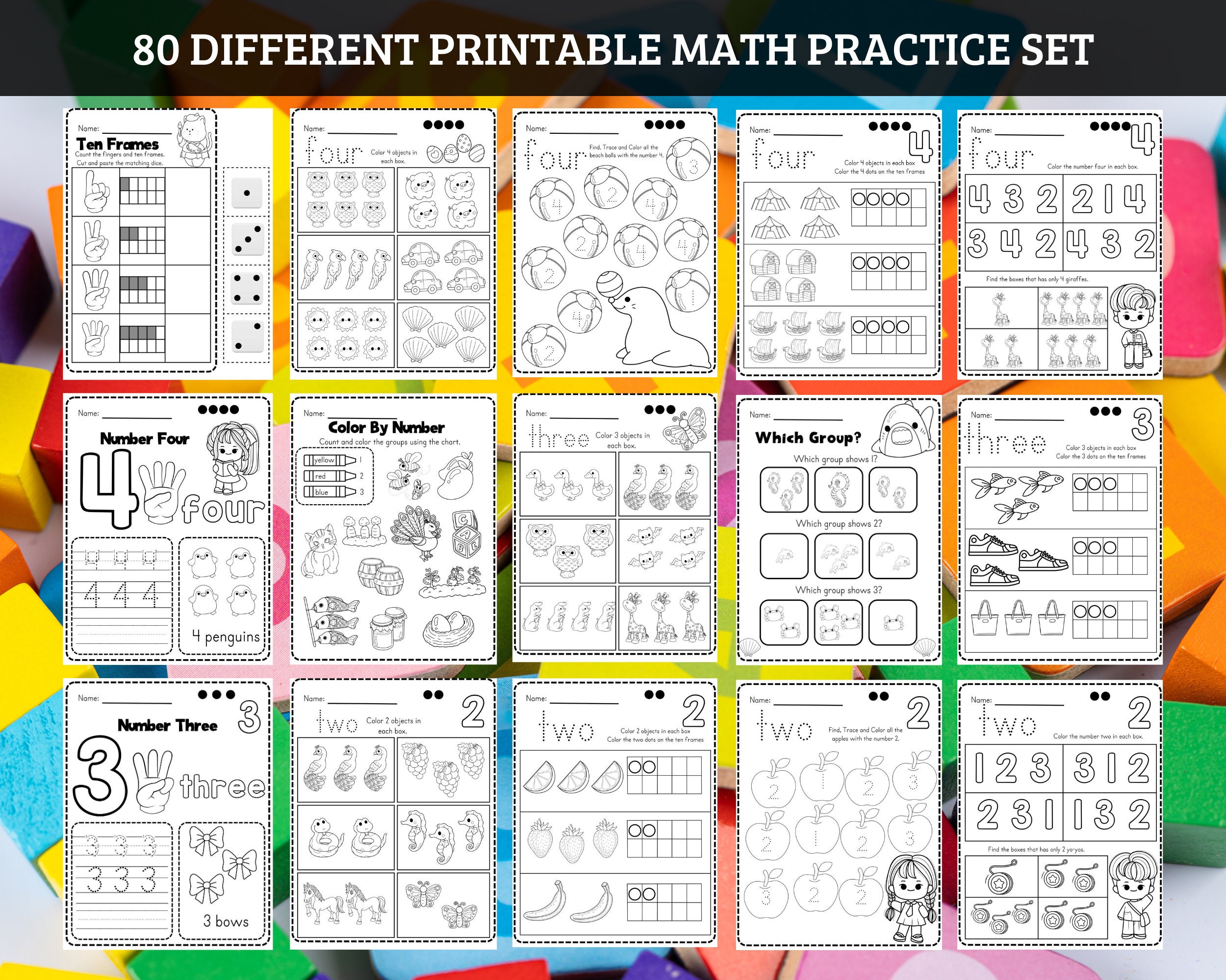 Worksheet Numbers Math Interesting Kindergarten Math Worksheets Number Practice Printables Counting ...
