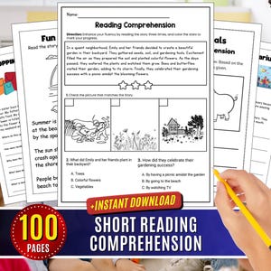 Reading Comprehension Worksheets English Passages Practice Easy Beginning Learning to Read 2nd grade 3rd, Reading passage with questions