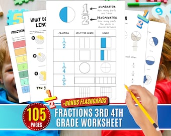 Fractions Worksheet Activities: 3rd-4th Grade Math (Printable PDF)