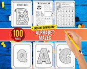 Alphabet Maze Worksheets: ABC Letter Recognition Activity (Digital Download)