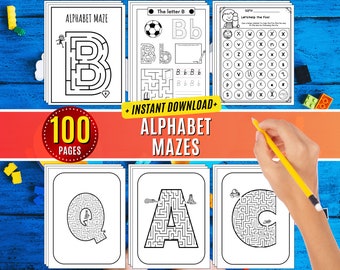 Alphabet Maze Worksheets: ABC Letter Recognition Activity (Digital Download)