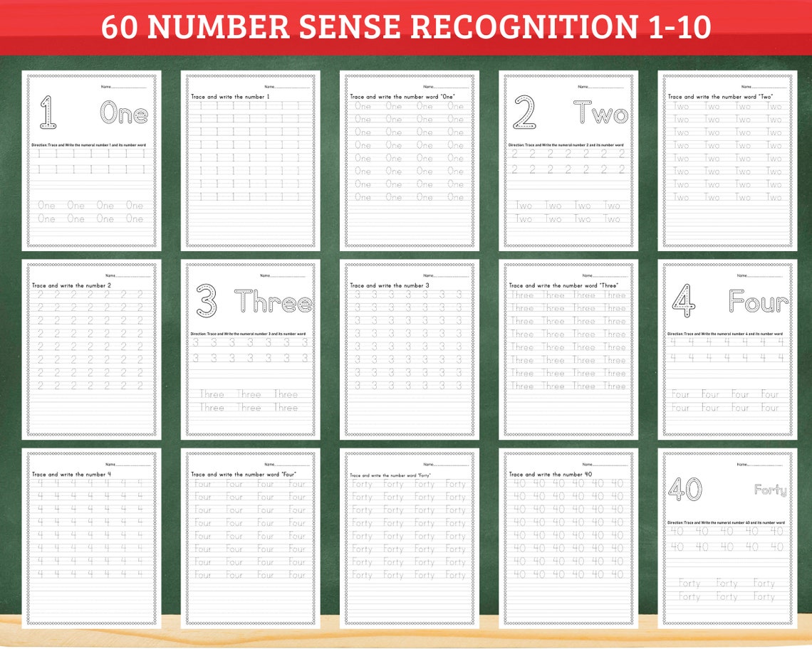 Tracing Numbers Worksheet Learning Numbers 1-40 Tracing Preschool ...