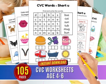 Cvc Words Worksheets for kindergarten, Reading Cvc Word Printable Learning CVC Spelling Activity, Handwriting Teacher Resources