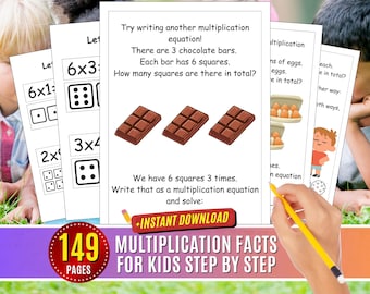 Multiplication Worksheets: Facts, Skip Counting, Charts, Table Homeschool Printable Elementary Math (Digital Download)