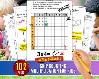 Multiplication Worksheets: Times Tables, Skip Counting, Charts (Digital Download)