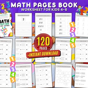 Math Activity Book: 120-Page Kindergarten Learning Workbook (Digital Download)