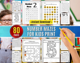 Number Mazes: Preschool Math Learning Activities (Digital Download)