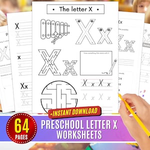 Hoja de trabajo de la letra X Letras preescolares de la semana Actividad de prekínder Manualidades de rastreo Reconocimiento de letras mayúsculas X minúscula Aprende a escribir Pdf