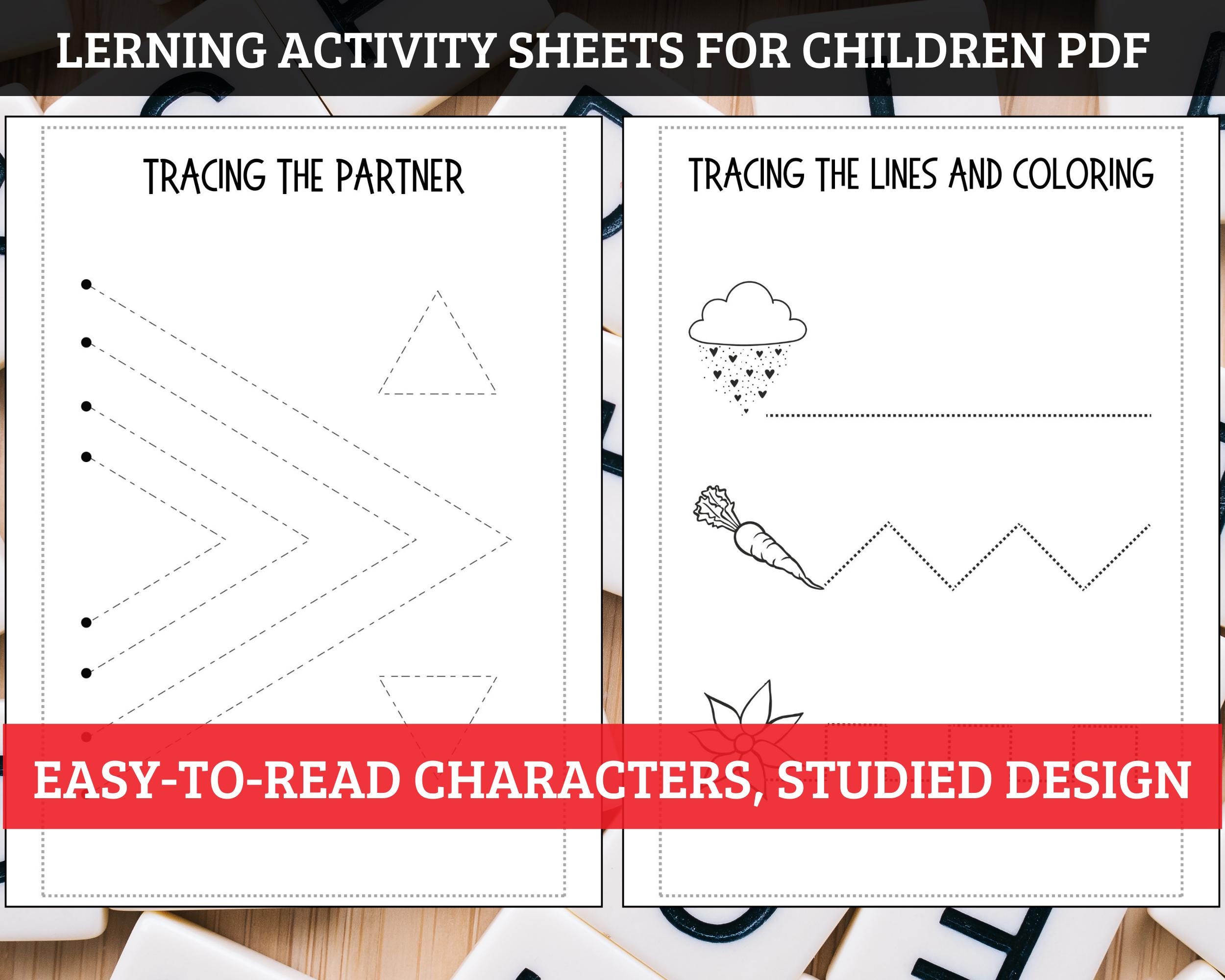 Present Traceable Tracing Worksheets Traceable Letters and Numbers for Kids Line Trace ...