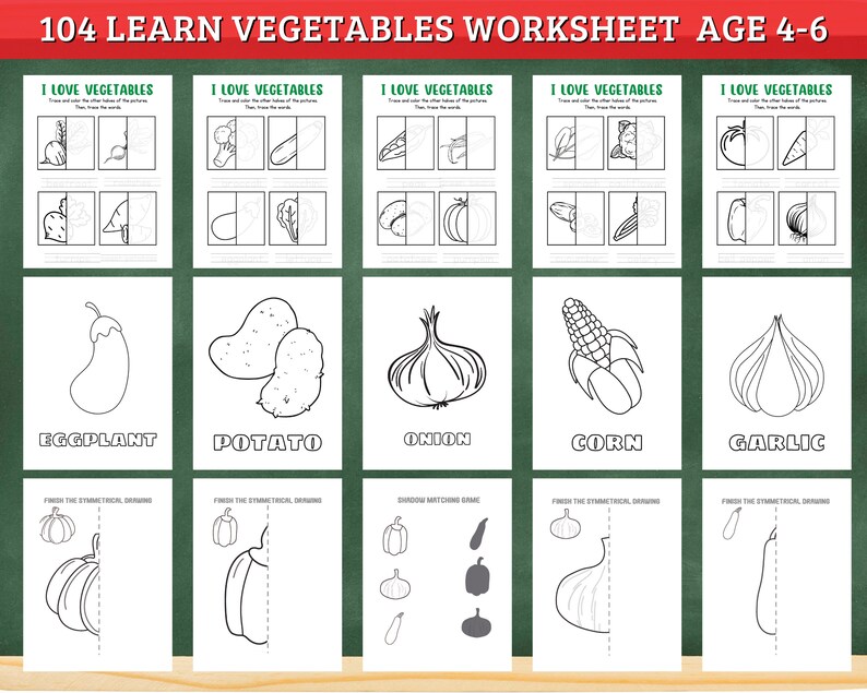 Vegetables Worksheet, Printable Fruits and Vegetables Tracing and ...