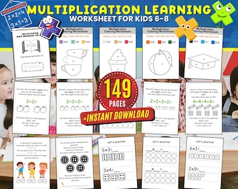 Multiplication Practice Worksheets: Skip Counting, Times Tables (Digital Download)