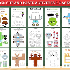 Cut and Paste Activities Practice Sheets Cut and Glue Activity Scissors ...