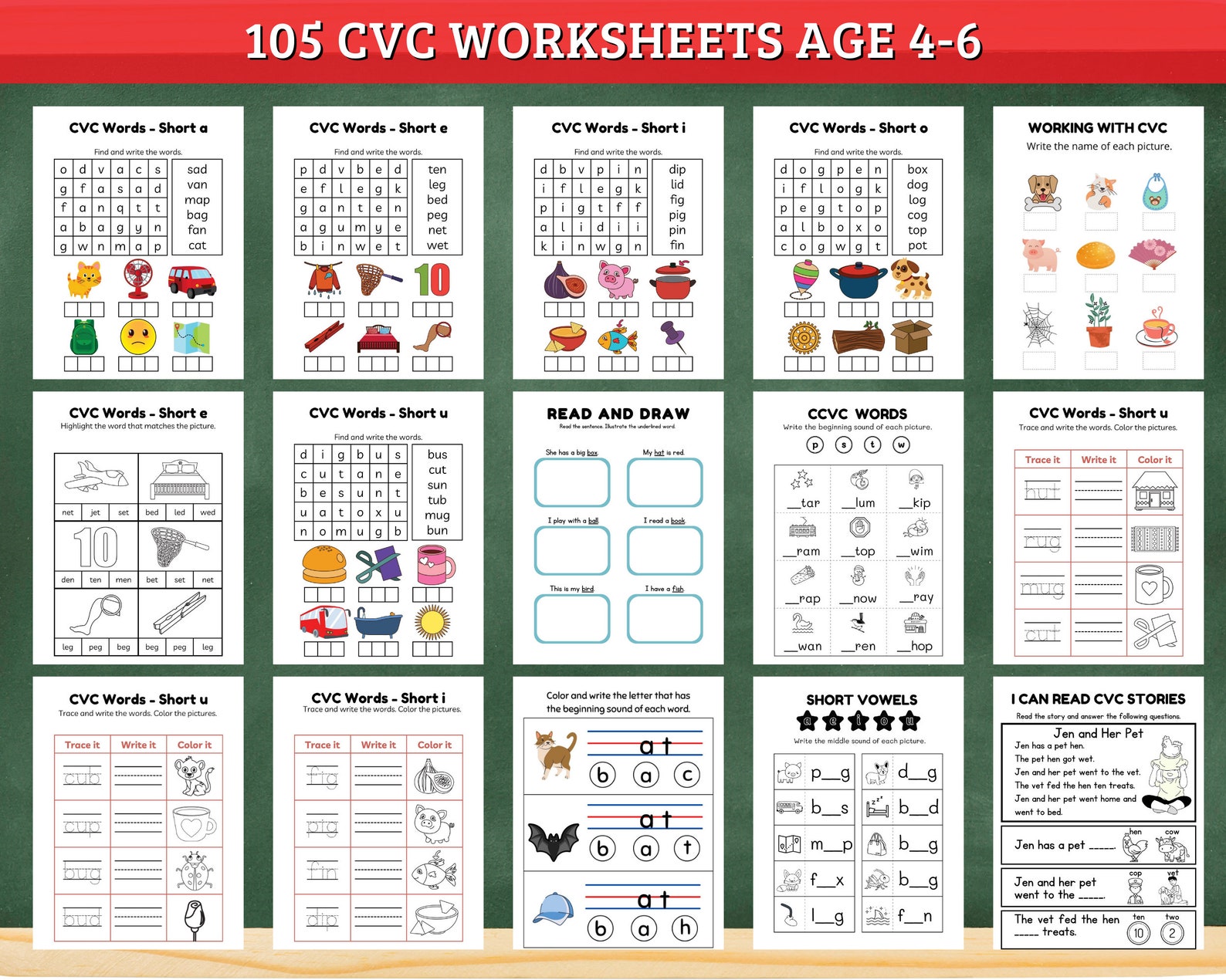 Cvc Words Worksheets for Kindergarten, Reading Cvc Word Printable ...