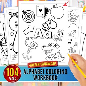 Hoja de trabajo para colorear el alfabeto Letras ABC Imprimible Aprendizaje del alfabeto Práctica de reconocimiento de letras para que los niños escriban páginas de actividades del alfabeto