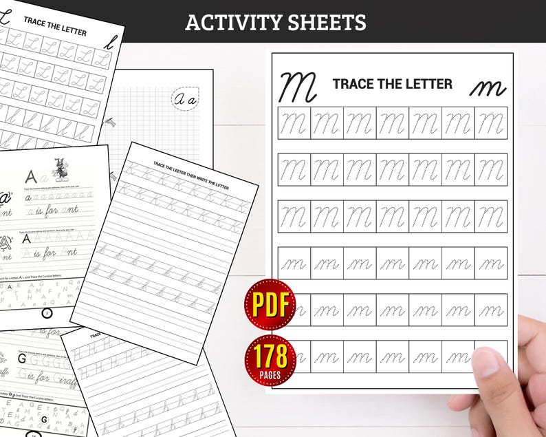 Cursive handwriting book for kids practice penmanship alphabet tracing