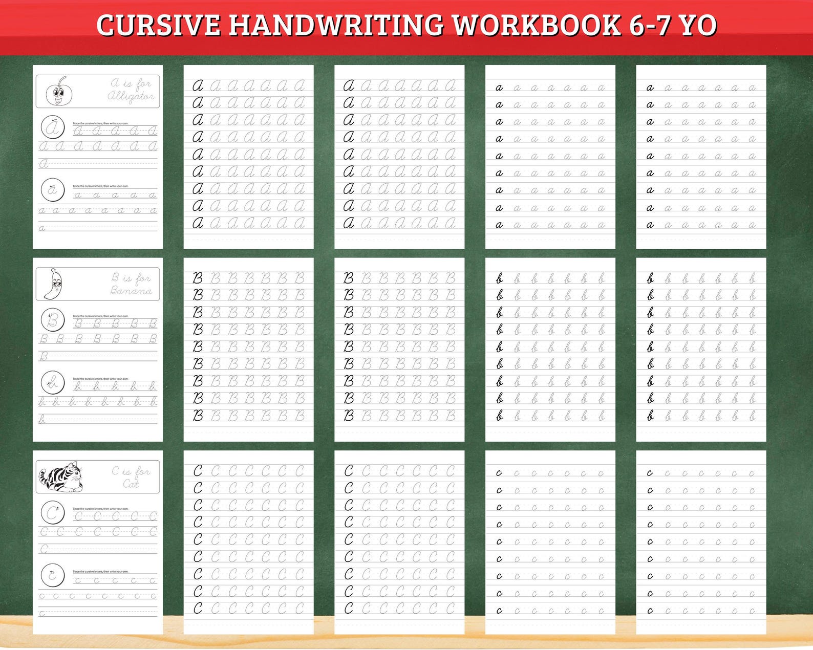 Cursive Alphabet Tracing ABCD Handwriting Workbook Printables ...