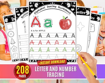 Alphabet & Number Tracing Worksheets: Pen Control, Fine Motor Skills (Digital Download)