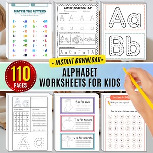 Hojas de trabajo del alfabeto para niños, letras trazables Abc en inglés para preescolar, práctica de reconocimiento de aprendizaje de escritura a mano para escribir en jardín de infantes