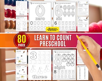 Number Recognition Worksheets Learning numbers Count Math Kindergarten Printables, Practice Number Counting Activities Preschoolers