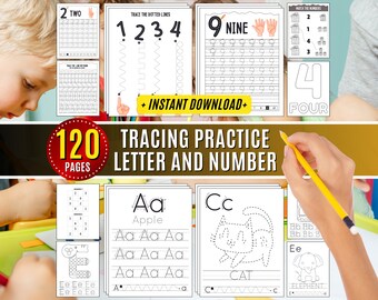 Tracing Workbook: Letters, Numbers, Shapes - Handwriting Practice (Digital Download)