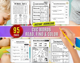 Cvc Sentence Worksheets Printable Cvc Words, Phonics Worksheets First CVC Sentences for Kindergarten Literacy Practice Short Vowel Building