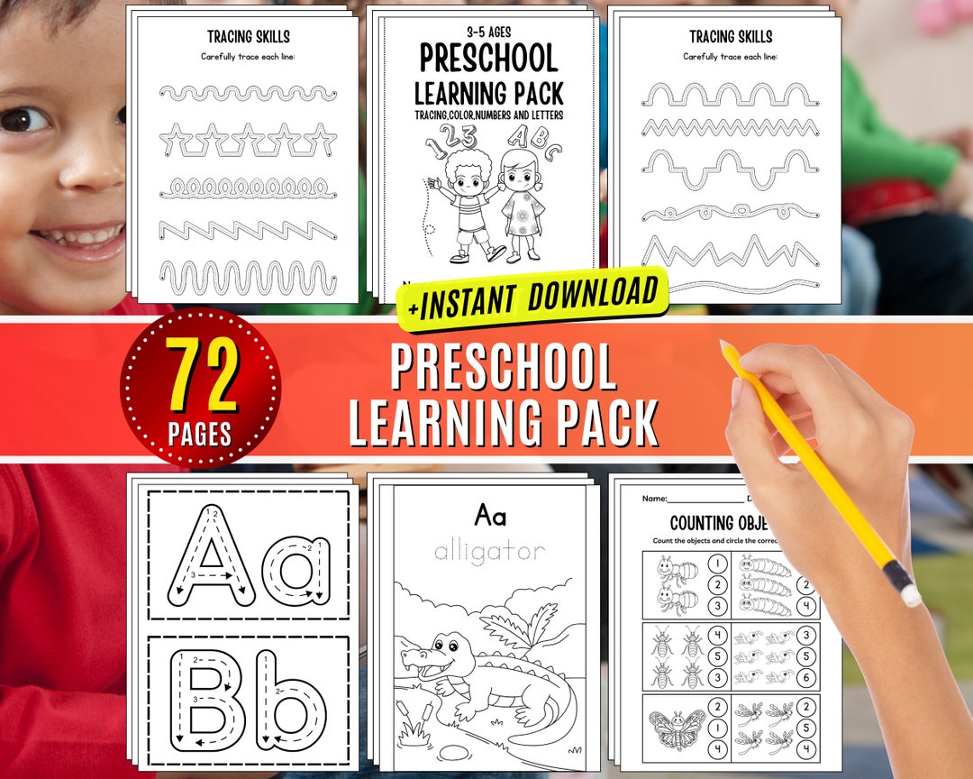 Line Tracing Worksheets Fine Motor Skills Learn to Write Preschool ...