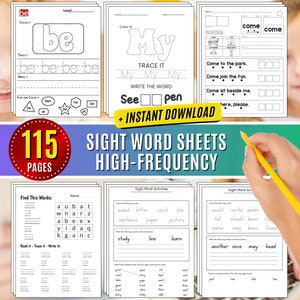High Frequency Words Worksheets Kindergarten Fry Sight Word Printable Learning Spelling Activity Handwriting Tracing