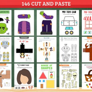 Cut and Paste Activities Practice Sheets Cut and Glue Activity Scissors Skills Preschool Printable, Beginning Cutting Worksheet Motor Skill
